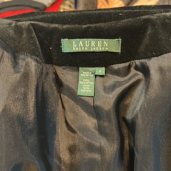 Ralph LaurenBlack Velvet Blazer, Size 4, Silver Buttons - Picture 8 of 10